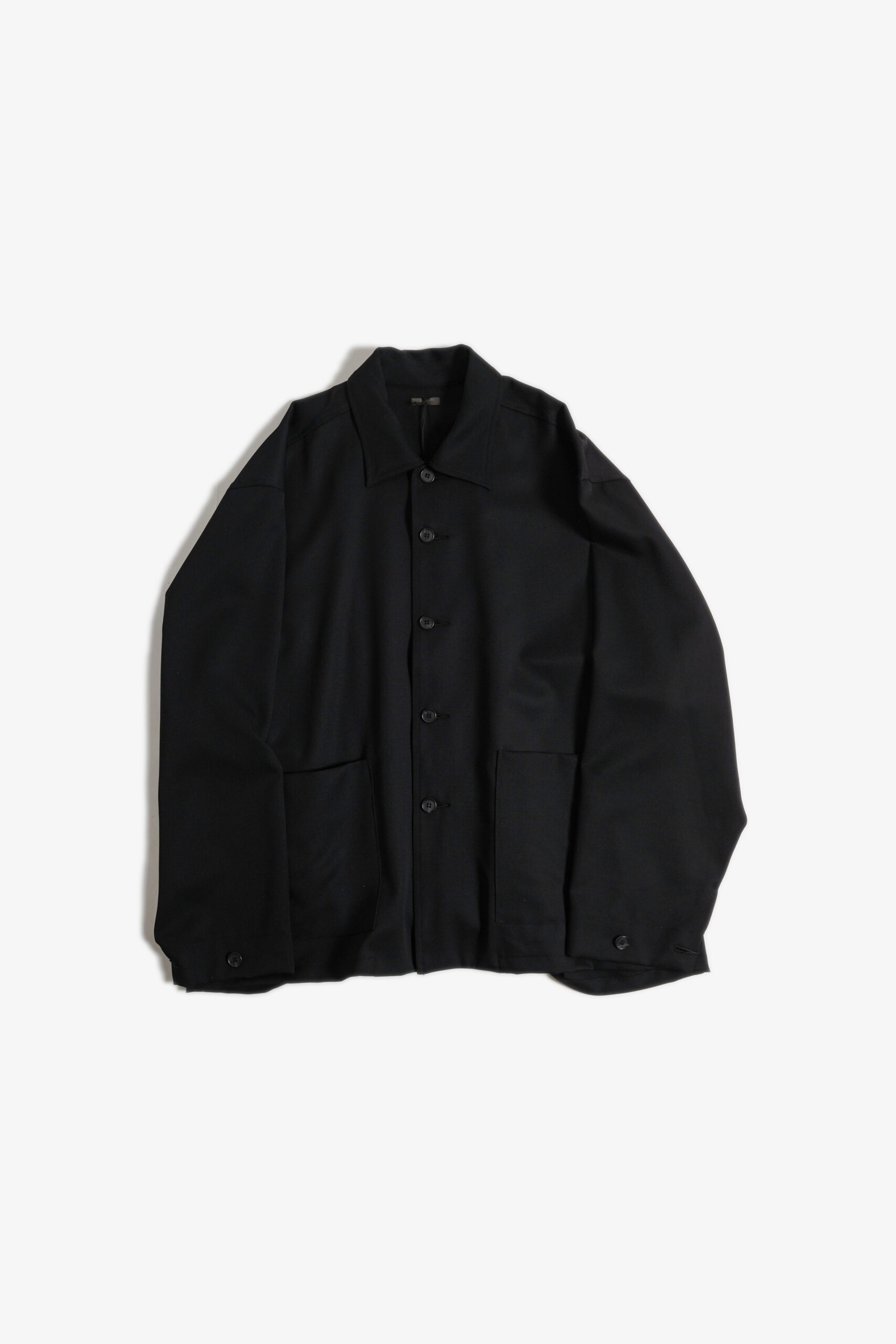 WOOL GABARDINE COVERALL JACKET BLACK