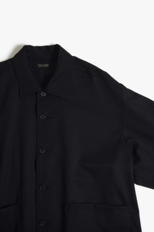 WOOL GABARDINE COVERALL JACKET BLACK