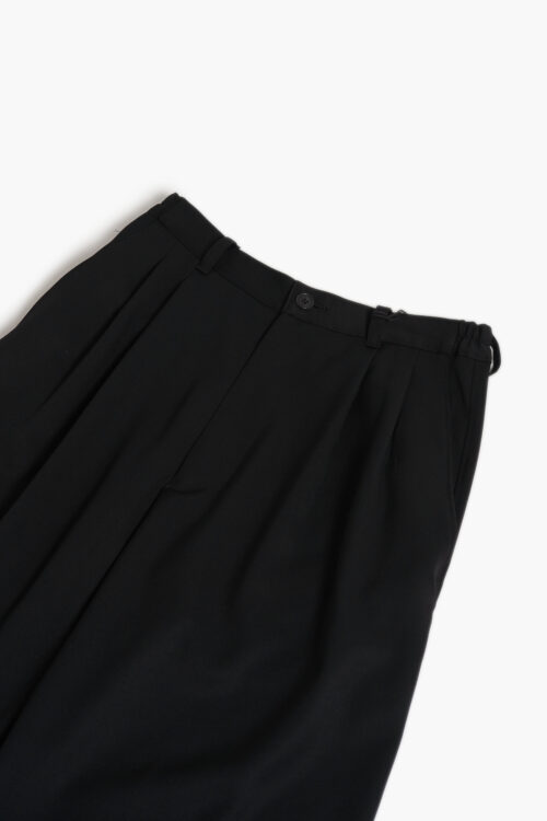 WOOL GABARDINE WIDE EASY TROUSERS BLACK