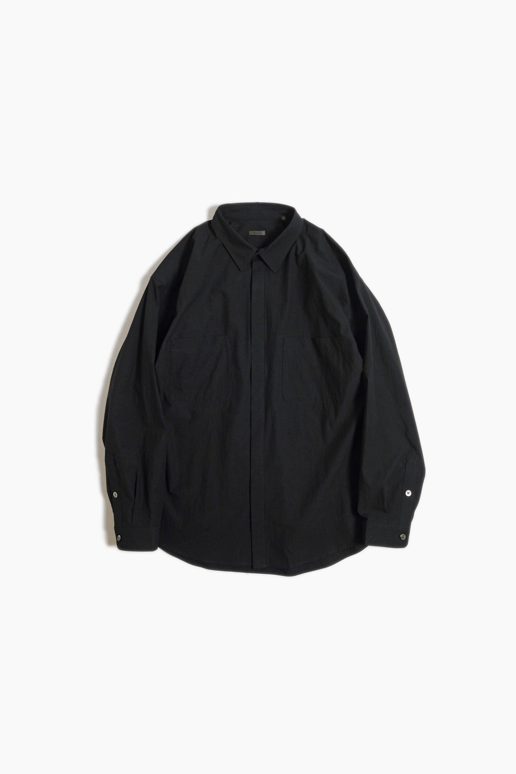COTTON TYPEWRITER FLY FRONT SHIRT BLACK