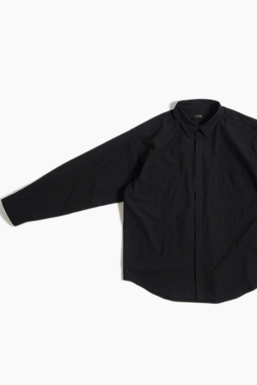 COTTON TYPEWRITER FLY FRONT SHIRT BLACK