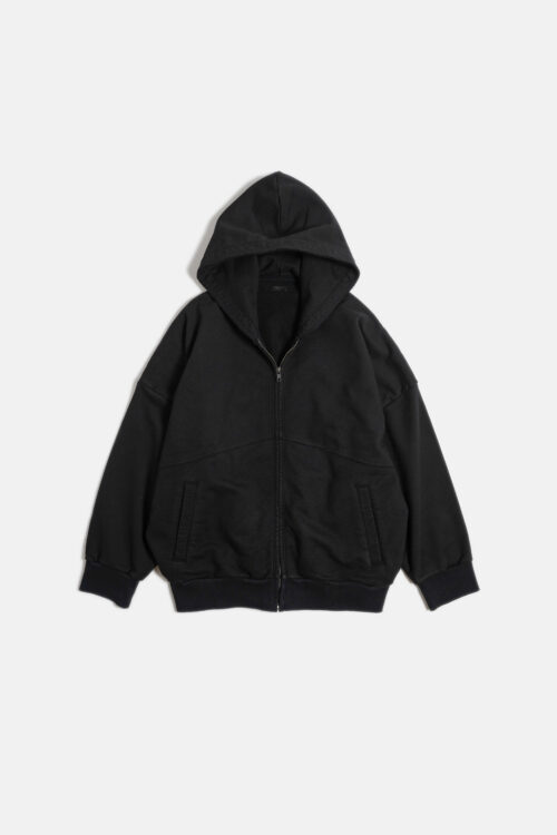 CUT OFF ZIP HOODIE BLACK