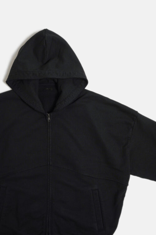 CUT OFF ZIP HOODIE BLACK