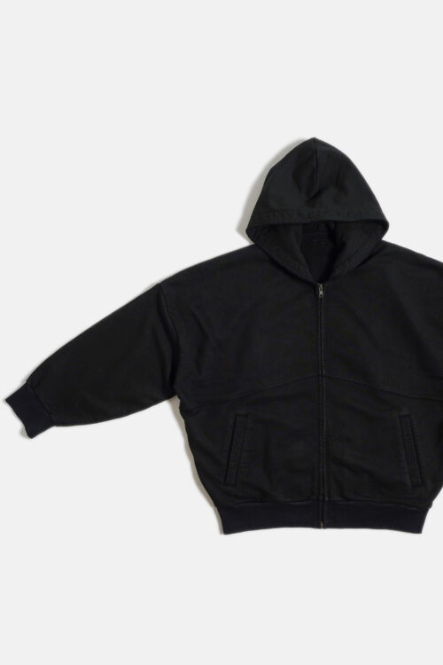 CUT OFF ZIP HOODIE BLACK