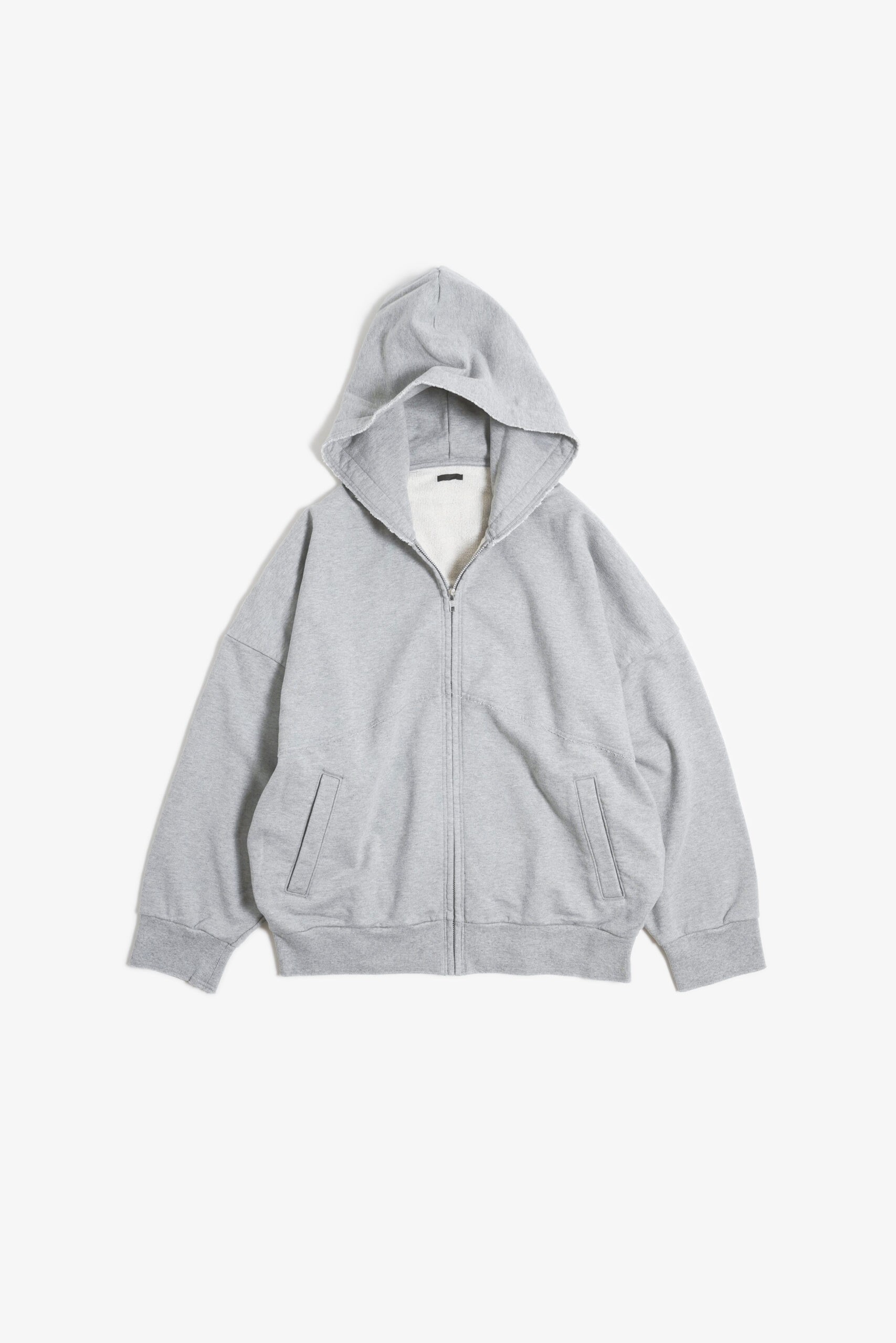 CUT OFF ZIP HOODIE GREY
