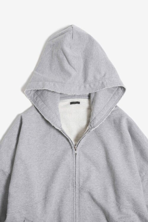 CUT OFF ZIP HOODIE GREY