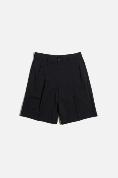 DOUBLE PLEATED SHORTS - POLYESTER GABARDINE - BLACK