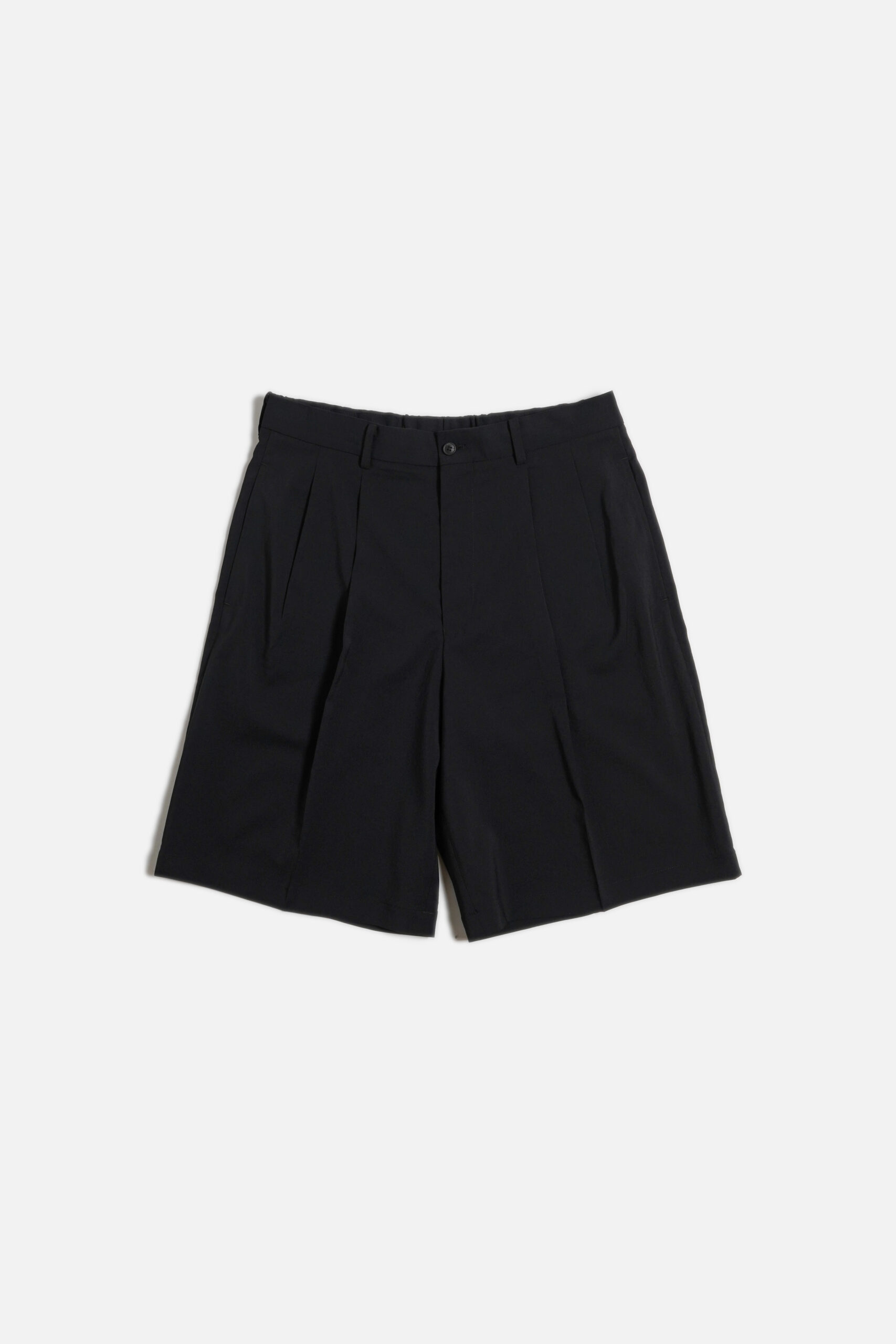 DOUBLE PLEATED SHORTS - POLYESTER GABARDINE - BLACK