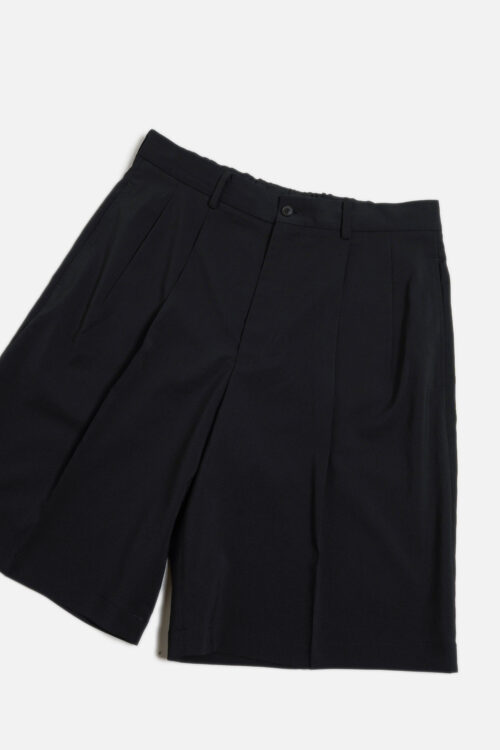 DOUBLE PLEATED SHORTS - POLYESTER GABARDINE - BLACK