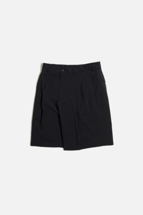 DOUBLE PLEATED SHORTS - POLYESTER GABARDINE - BLACK