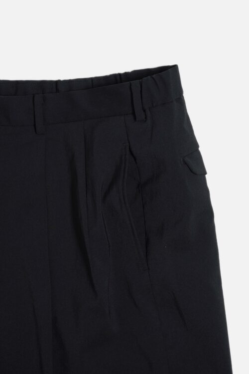 DOUBLE PLEATED SHORTS - POLYESTER GABARDINE - BLACK