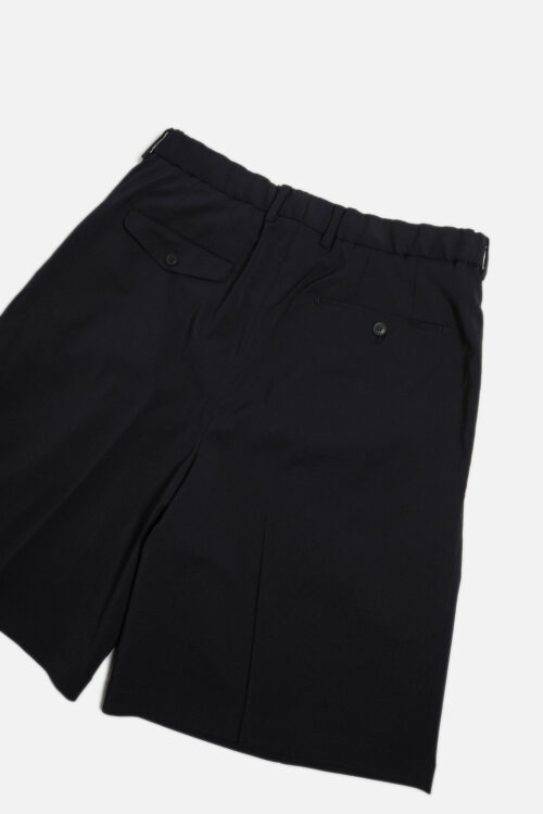 DOUBLE PLEATED SHORTS - POLYESTER GABARDINE - BLACK