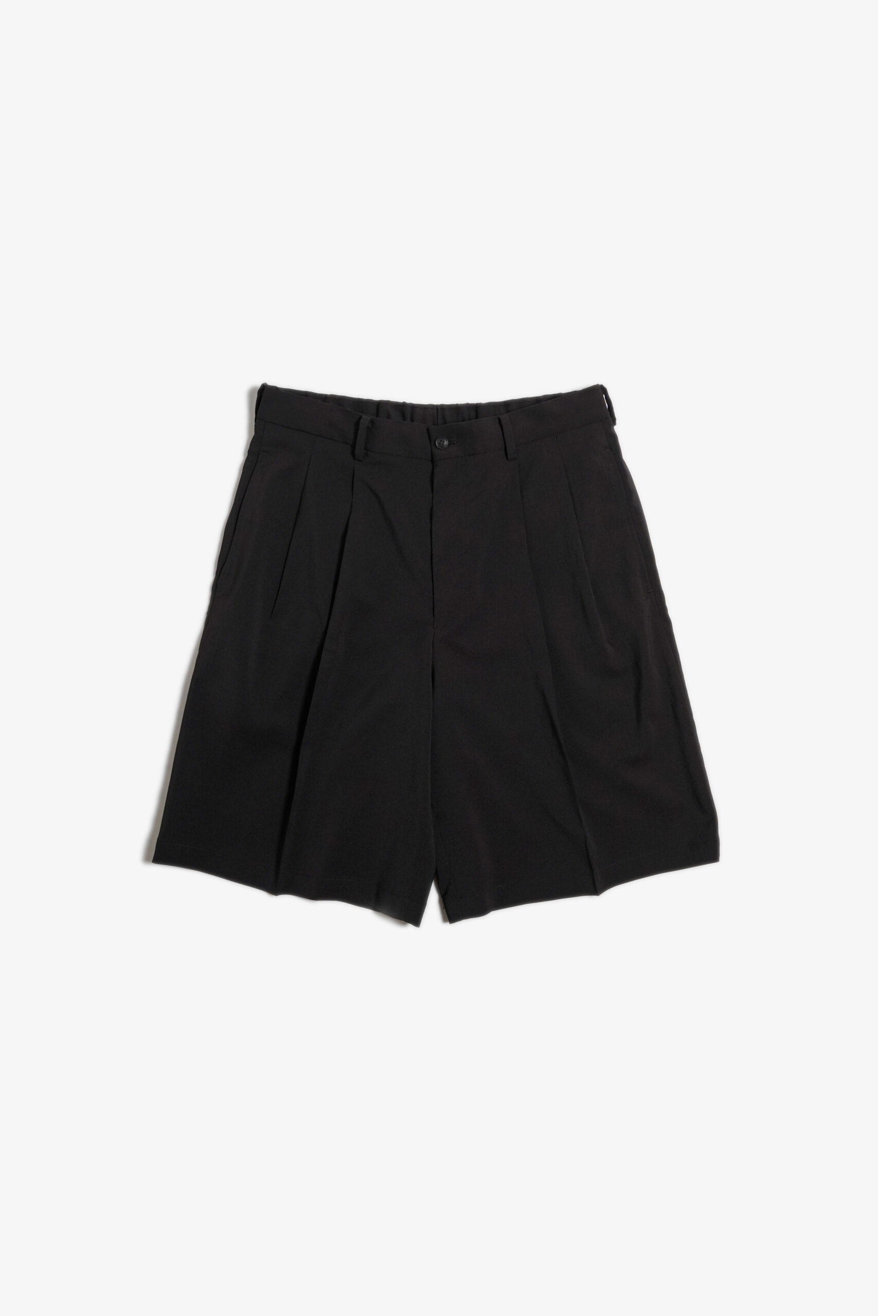 DOUBLE PLEATED SHORTS - POLYESTER GABARDINE - BROWN