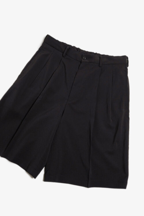 DOUBLE PLEATED SHORTS - POLYESTER GABARDINE - BROWN