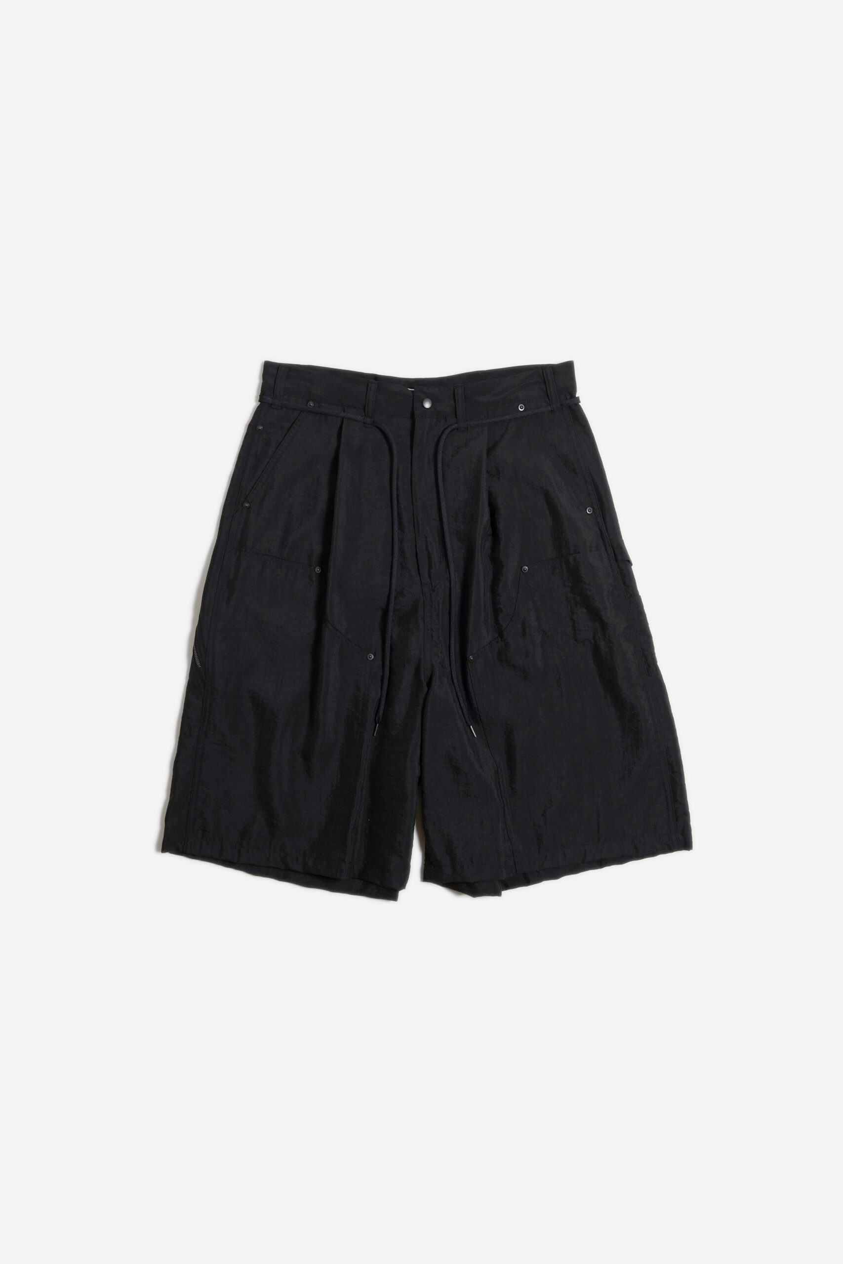 SILK NYLON SHORT WORK PANTS BLACK