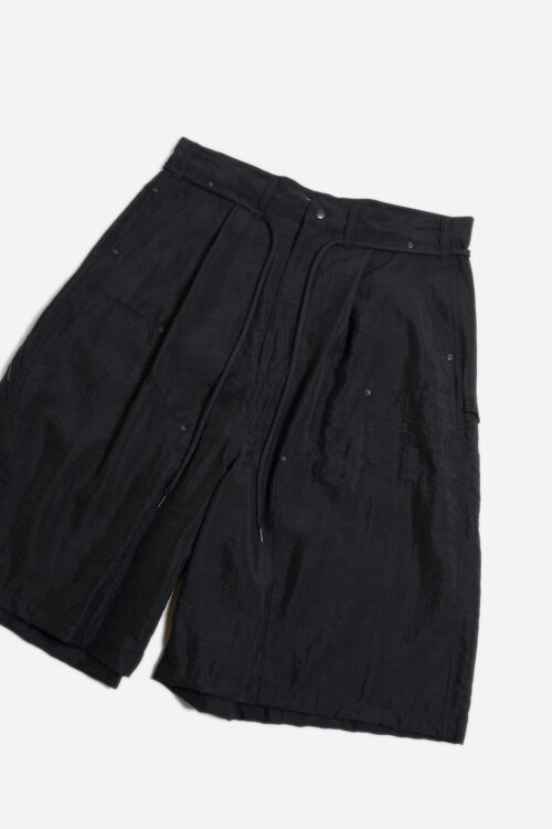 SILK NYLON SHORT WORK PANTS BLACK