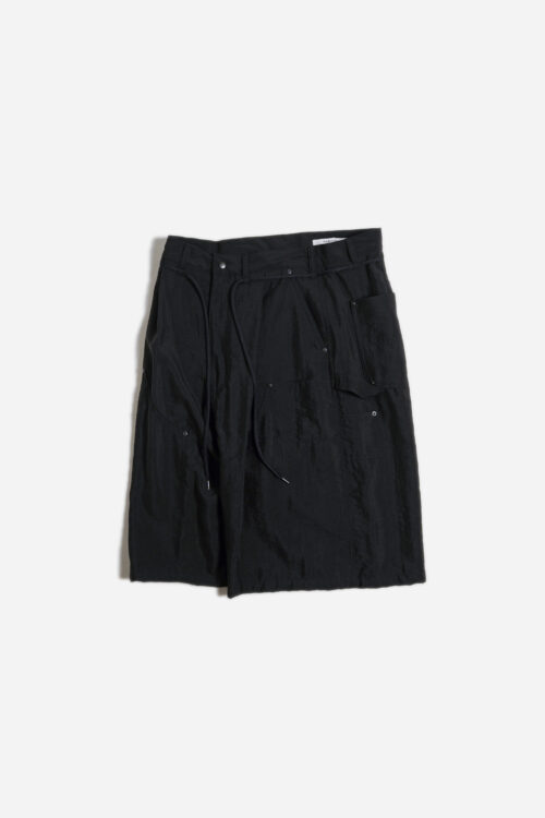 SILK NYLON SHORT WORK PANTS BLACK