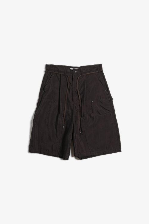 SILK NYLON SHORT WORK PANTS BROWN