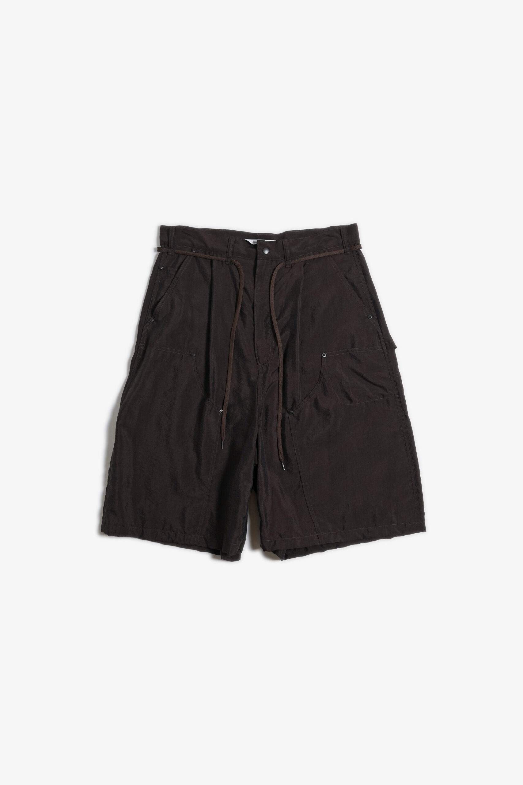 SILK NYLON SHORT WORK PANTS BROWN
