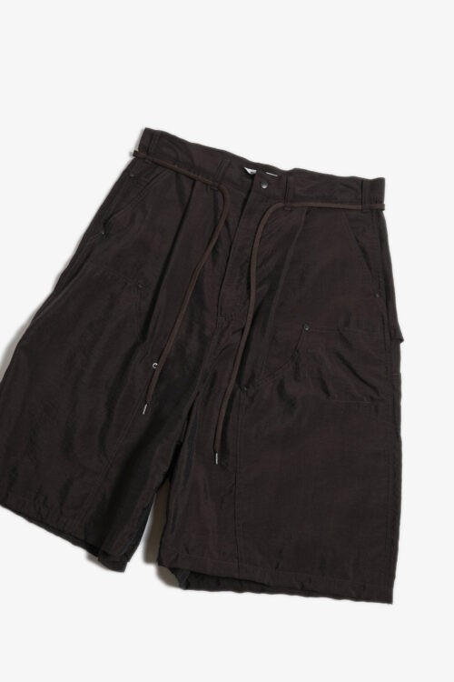SILK NYLON SHORT WORK PANTS BROWN