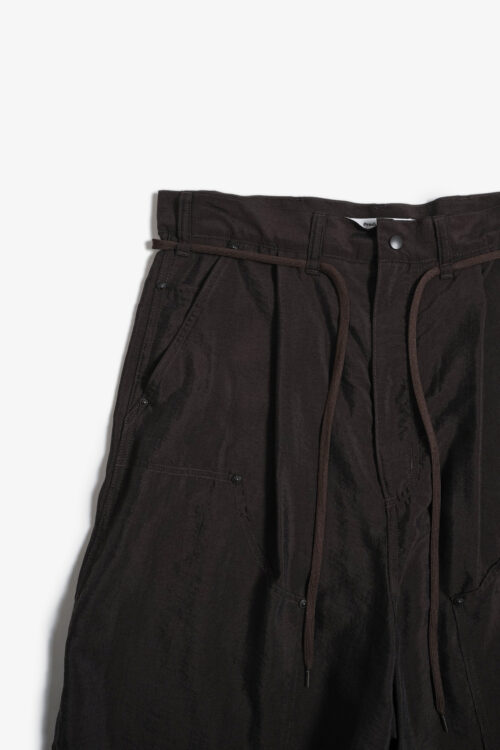 SILK NYLON SHORT WORK PANTS BROWN