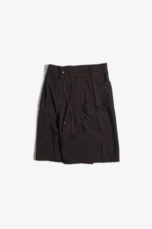 SILK NYLON SHORT WORK PANTS BROWN
