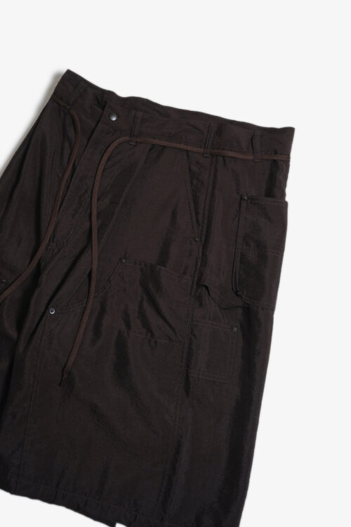 SILK NYLON SHORT WORK PANTS BROWN