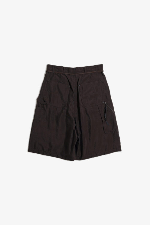 SILK NYLON SHORT WORK PANTS BROWN