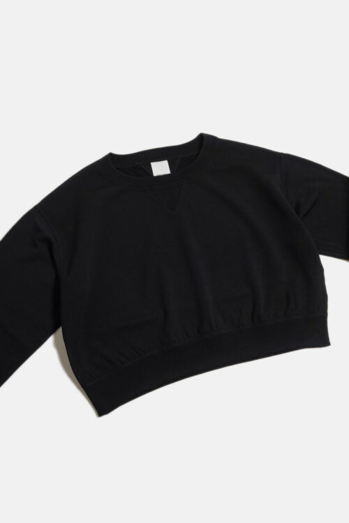 SUPER 140'S MELINO WOOL CREWNECK SWEAT SHIRT BLACK