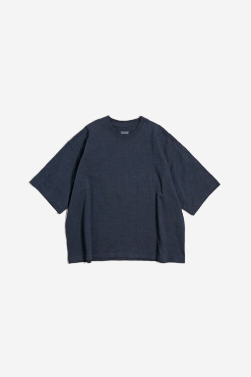BOX TUBE T-SHIRT - NATURAL GARMENT DYE / ORIGINAL LOOP WHEEL KNIT FABRIC - INDIGO