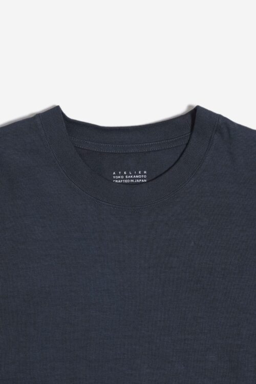 BOX TUBE T-SHIRT - NATURAL GARMENT DYE / ORIGINAL LOOP WHEEL KNIT FABRIC - INDIGO