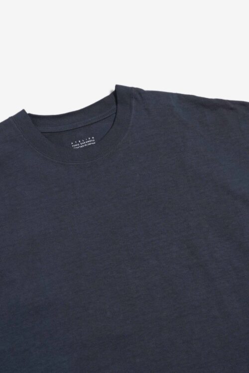 BOX TUBE T-SHIRT - NATURAL GARMENT DYE / ORIGINAL LOOP WHEEL KNIT FABRIC - INDIGO