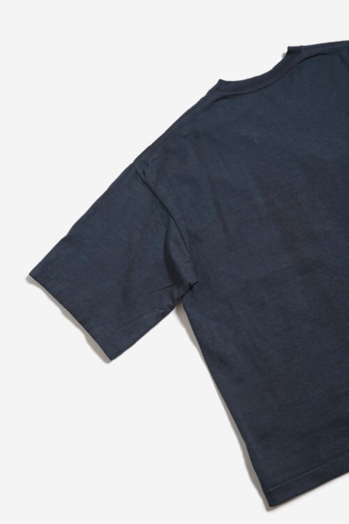BOX TUBE T-SHIRT - NATURAL GARMENT DYE / ORIGINAL LOOP WHEEL KNIT FABRIC - INDIGO
