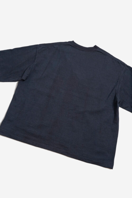 BOX TUBE T-SHIRT - NATURAL GARMENT DYE / ORIGINAL LOOP WHEEL KNIT FABRIC - INDIGO