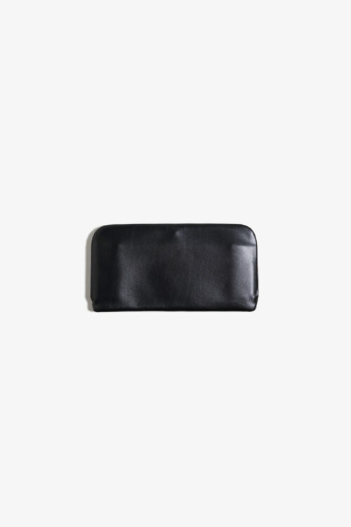 FRAMED LEATHER LONG WALLET. BLACK / SILVER