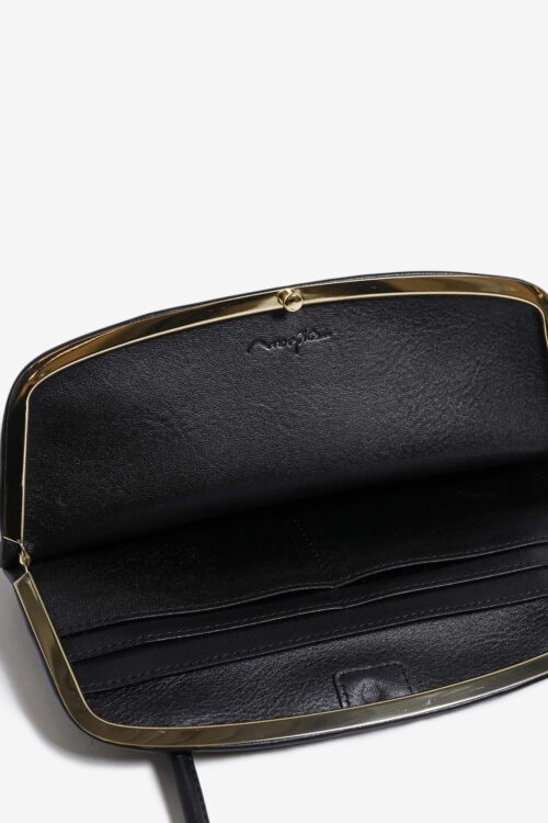 FRAMED ONE SHOULDER BAG. BLACK / GOLD