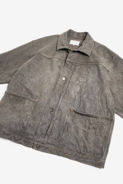 PLEATS JACKET -  NATURAL GARMENT DYE / RAW DENIM - MUGWORT