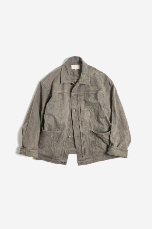 PLEATS JACKET -  NATURAL GARMENT DYE / RAW DENIM - MUGWORT