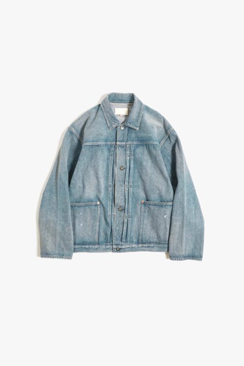 PLEATS JACKET - RAW DENIM - FADE INDIGO