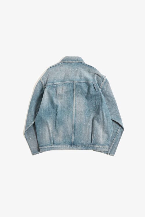 PLEATS JACKET - RAW DENIM - FADE INDIGO