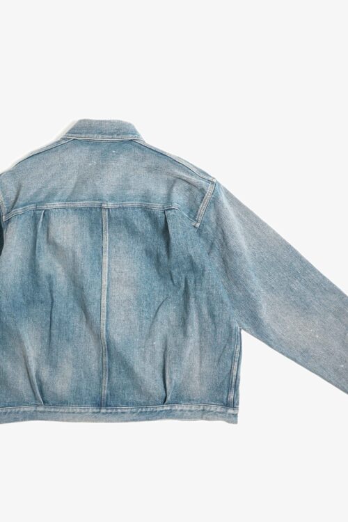 PLEATS JACKET - RAW DENIM - FADE INDIGO