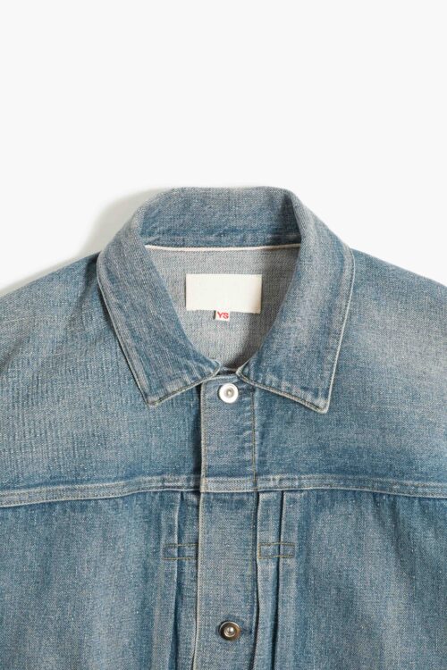 PLEATS JACKET - RAW DENIM - FADE INDIGO