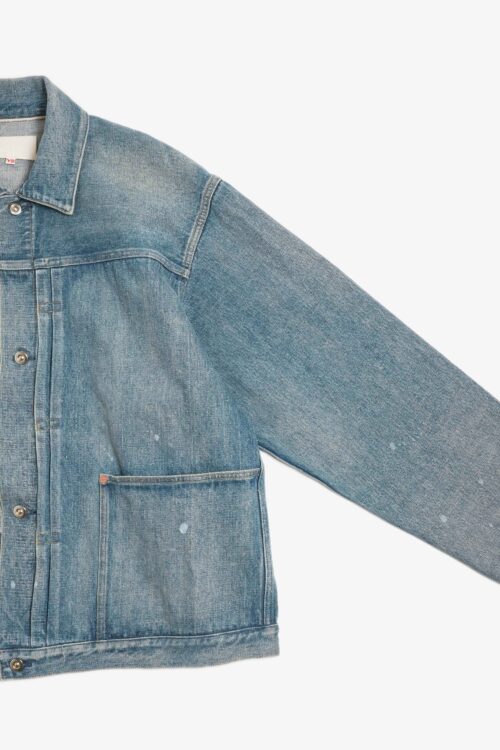 PLEATS JACKET - RAW DENIM - FADE INDIGO