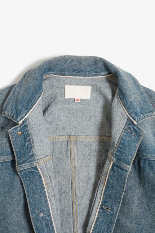PLEATS JACKET - RAW DENIM - FADE INDIGO