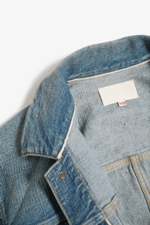 PLEATS JACKET - RAW DENIM - FADE INDIGO