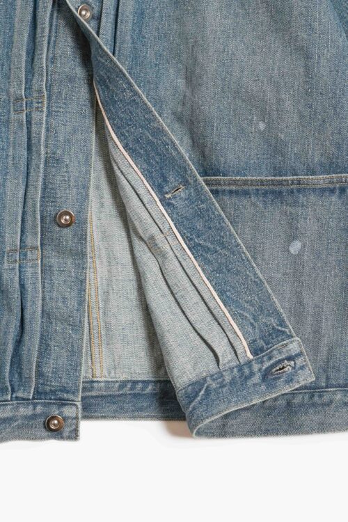 PLEATS JACKET - RAW DENIM - FADE INDIGO