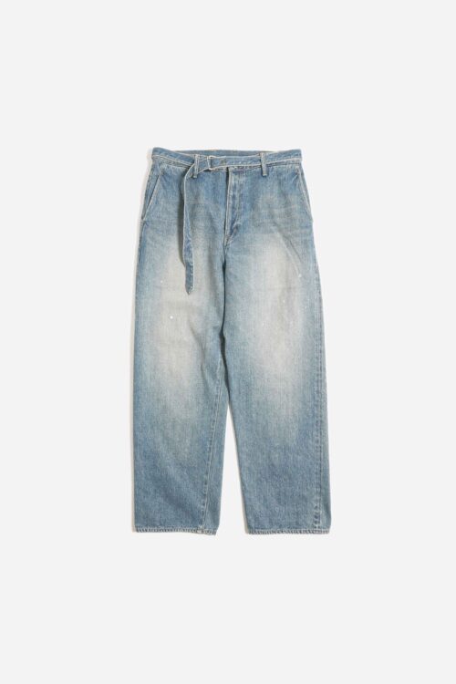 BELTED TROUSERS - RAW DENIM - FADE INDIGO