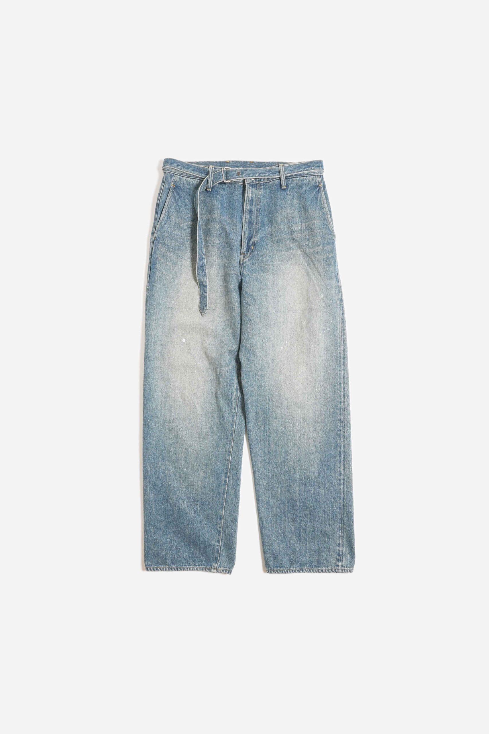 BELTED TROUSERS - RAW DENIM - FADE INDIGO