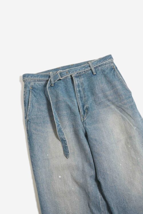 BELTED TROUSERS - RAW DENIM - FADE INDIGO