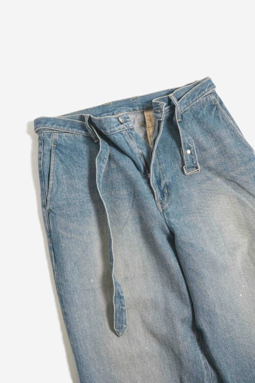 BELTED TROUSERS - RAW DENIM - FADE INDIGO